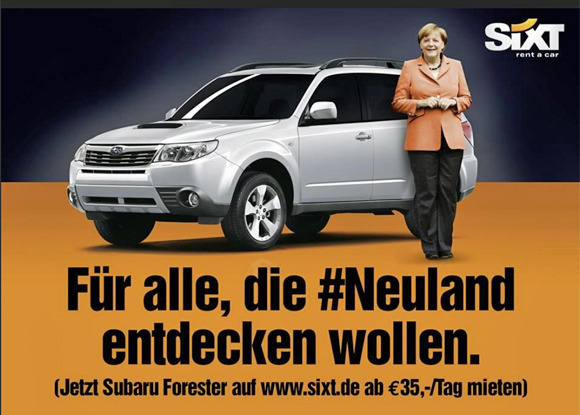 Online-Banner von Sixt mit Angela Merkel
